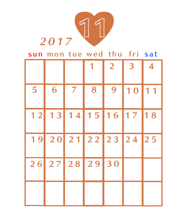 11 月 カレンダー イラスト 無料詳細 3位