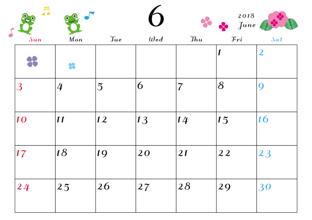6 月 カレンダー イラスト詳細 6位