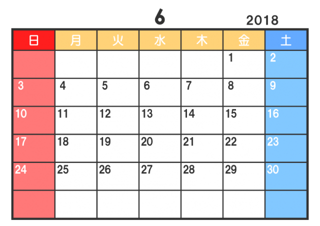 6 月 カレンダー 無料詳細 9位