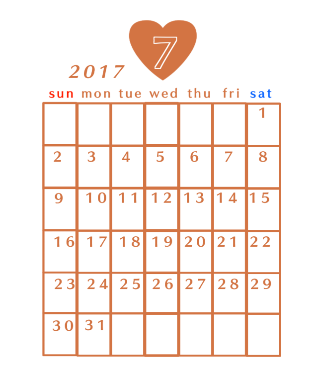 7 月 カレンダー イラスト詳細 3位