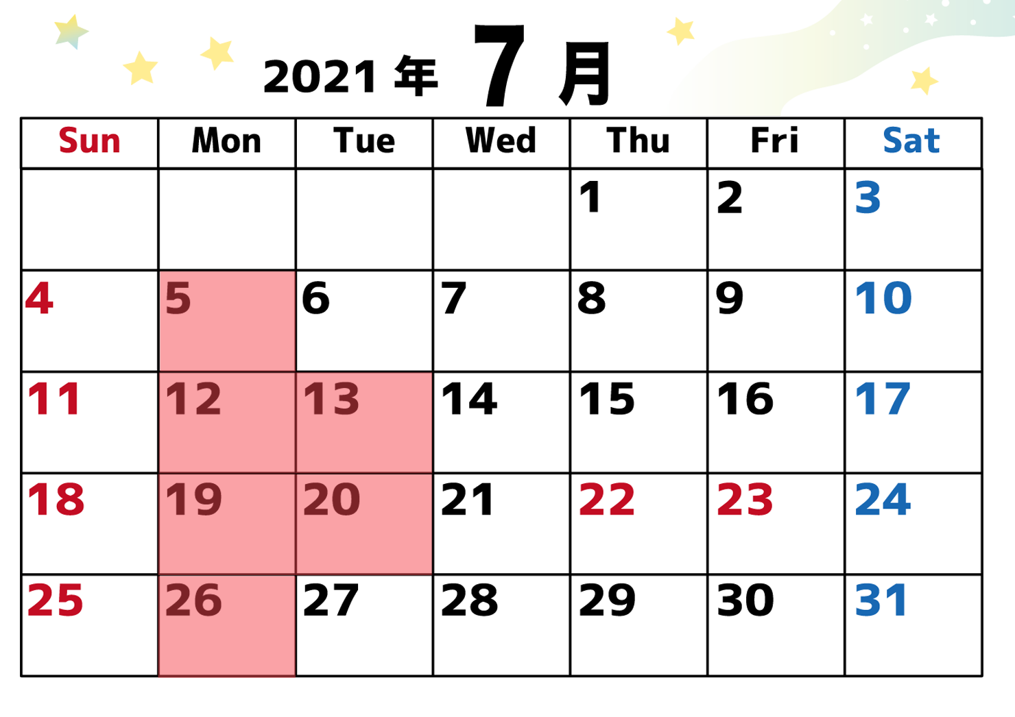 7 月 カレンダー 無料詳細 8位