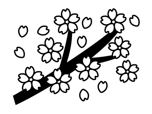 桜 イラスト フリー 白黒詳細 8位