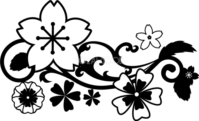 桜 イラスト フリー 白黒詳細 9位