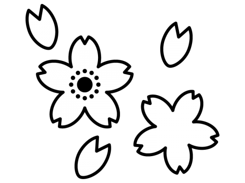 桜 イラスト フリー 白黒詳細 4位