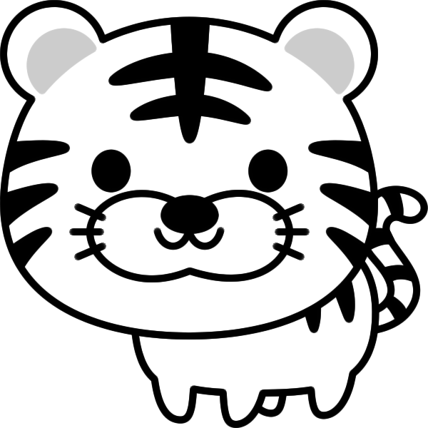 虎 白黒 イラスト詳細 5位