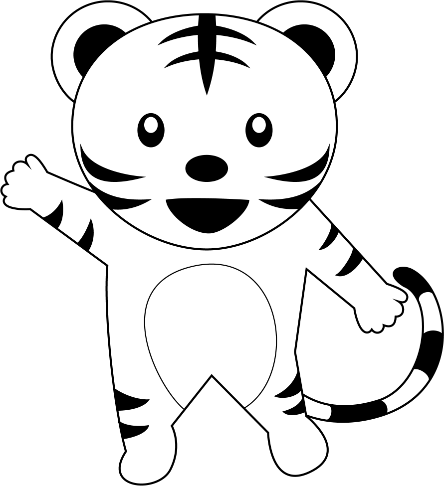 虎 白黒 イラスト詳細 7位