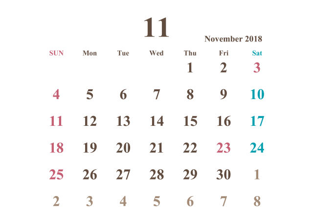 カレンダー 11 月 無料詳細 12位