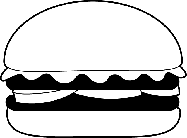ハンバーガー イラスト 白黒 - KibrisPDR