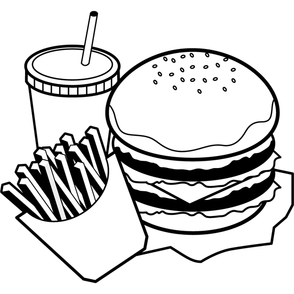 ハンバーガー イラスト 白黒詳細 2位