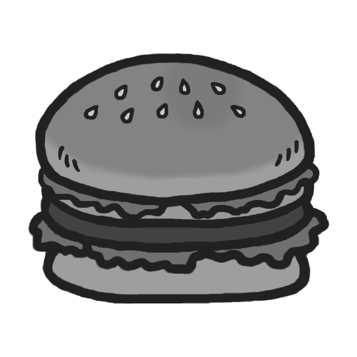 ハンバーガー イラスト 白黒詳細 3位