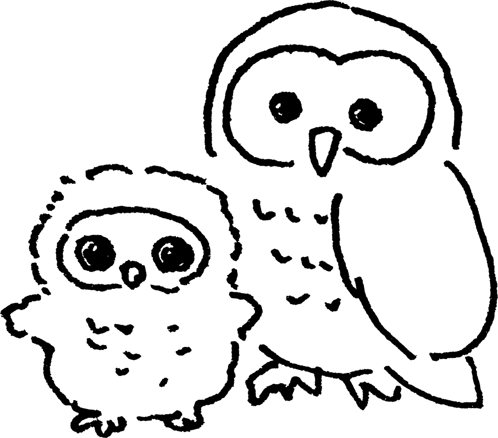 フクロウ イラスト 白黒詳細 9位