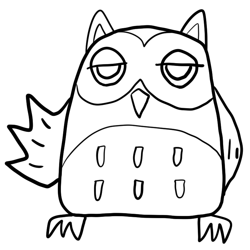 フクロウ イラスト 白黒詳細 4位