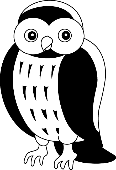 フクロウ イラスト 白黒詳細 7位