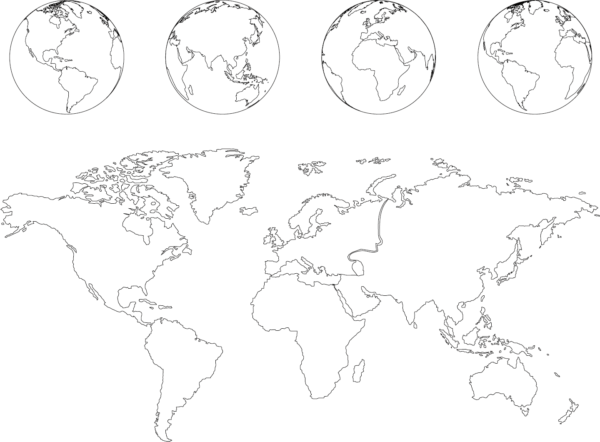 世界 地図 白黒詳細 11位