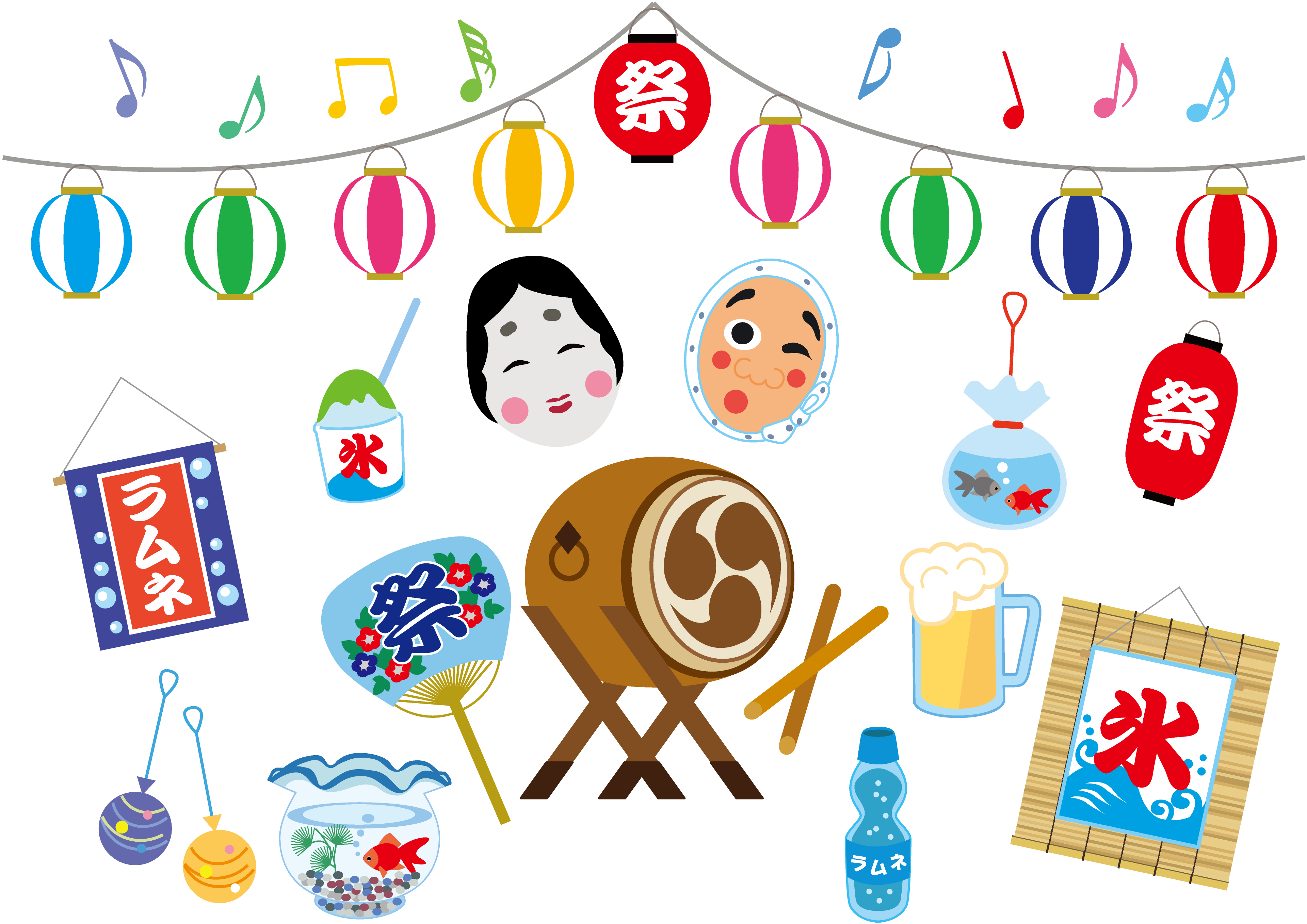 夏 祭り イラスト 簡単詳細 2位